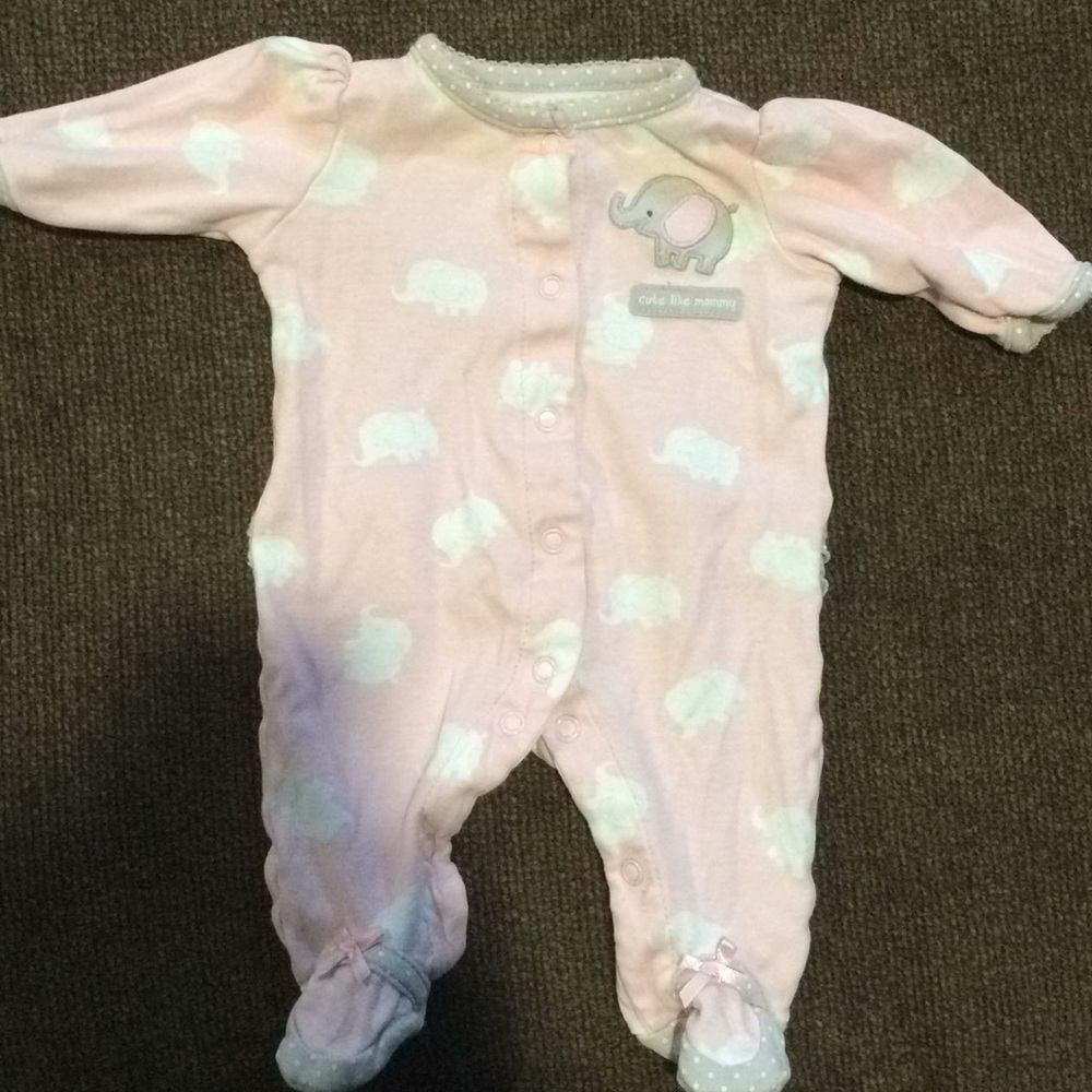 Newborn baby girl pink ruffle butt one piece